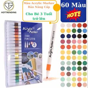 Set 60 Màu ACRYLIC Marker Bản Nâng Cấp Đầu Nhọn Vẽ Lên Đồ Vật Nhẵn Lau Được Khi Dính Lên Da