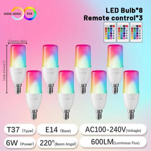 Dimmable E14 16 Colors RGB LED Bulb 24 Key Remote Control 6W AC100-240V Colorful Change for Bedroom LivingRoom Lamps