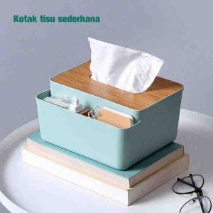Kotak Penyimpanan Tisu Kreatif Multifungsi tutupan kayu SH N18