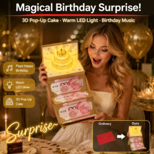3D Red Envelope Music Light Greeting Card Birthday New Year Pop Up Sound Card Light Up Red Envelope Gift Surprise Card