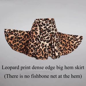 กระโปรงสำหรับผู้ใหญ่เซ็กซี่พิมพ์ลายเสือดาวกระโปรงเต้นรำละตินสีดำกระโปรงฝึกหัดเสื้อผ้าเครื่องแต่งกายชุดเต้น