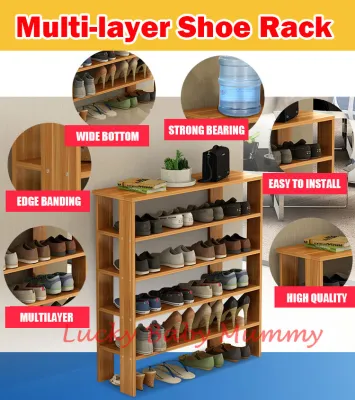 【L20 Shoe Rack】Minimalist Wooden Shoe Shelf 6 Tier Shoe Rack / Rainbow