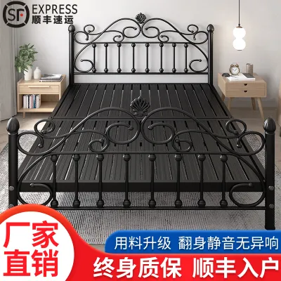 Modern simple wrought iron bed 1.5m 1.8 iron frame double bed Princess online celebrity single iron bed luxury Nordic 1.2m 2.