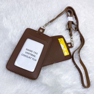 Name Tag ID Card Holder Tempat Kartu Kulit PU Premium Murah RN14
