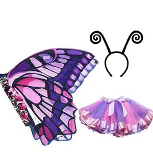 Butterfly Wings Tutu Skirt Mask School Performance Dance Party Dress Up Halloween Costume Cosplay for Kids Princess Girls2026