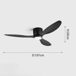 42 Inch Inverter Fan Modern Led Ceiling Fan with Light Industrial Ceiling Fans DC Motor 6 Speeds Electric Fan with Remote Ceiling Fan Lighting 3 Color Light 3 Blades for Living Room Kitchen Dining Bedroom