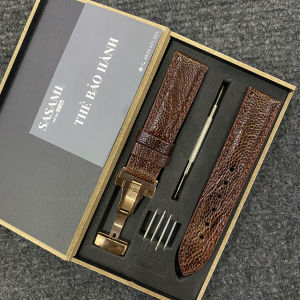 Đ1. Dây đồng hồ CHỐT THÔNG MINH Da Đà Điểu vân hạt GỒM : 1 DÂY + 1 KHÓA TẶNG 1 HỘP 2 CHỐT THÔNG MINH2 CHỐT THƯỜNG và 1 CÂY THAY DÂY