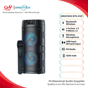 Speaker GTS-2129 Greatnice 4 inch x 2 Bluetooth Speaker With Wireless Microphone