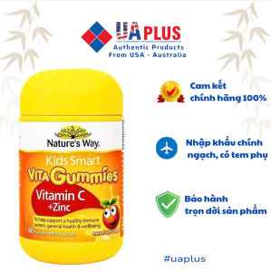 [Nhập khẩu chính ngạch] Viên nhai Natures Way Kids Smart Vita Gummies - Bổ sung Vitamin C và kẽm giúp tăng cường sức đề kháng (60 viên)