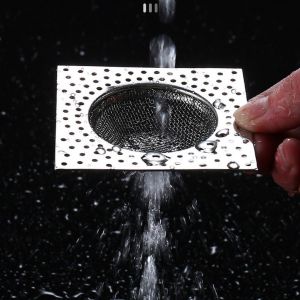 1pcs Stainless Steel Kitchen Bathroom Floor Bathtub Sewer Filter Anti Clogging Square Mesh Sewer Strainer Anti-Clogging