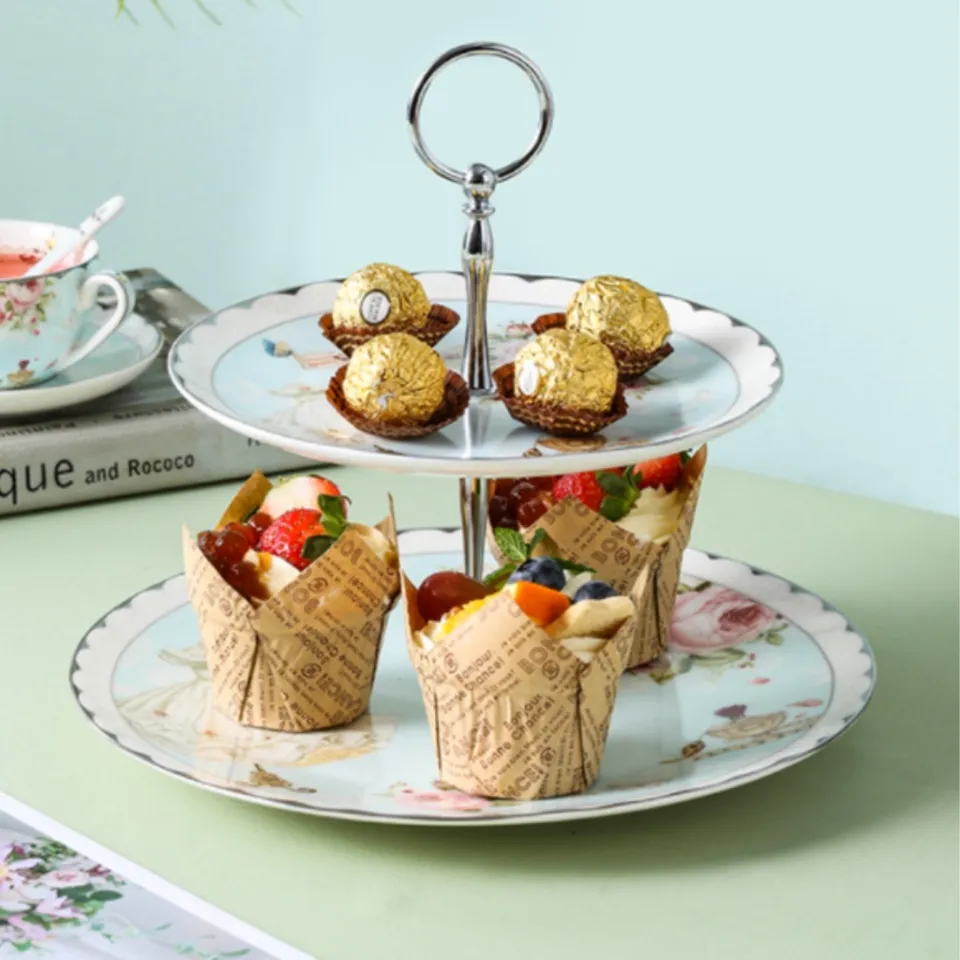 Porcelain Dessert Tray Tier English Style Tier Dessert Tray