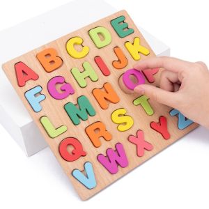 RPang Alphabet Digital Puzzle Wooden Toys Kid Number Letter shape Matching Jigsaw Board 20*20cm