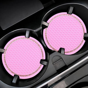 Tatakan Gelas Mobil 2PCS Anti Slip PVS Cup Holder Coaster Glitter Aksesoris Mobil HM087