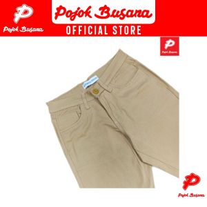 Pojok Busana Celana Panjang Smart Chino Wanita Premium Stretch - Celana Panjang Kerja Kasual Ankle Cewe - Women Chinos Zipper Pants Hitam Cream Khaky Abu Mocca