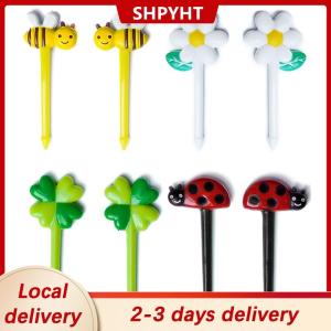 [COD] SHPYHT Local delivery Ship within 24 hours 8pcs Cute Animal Bee Flower Mini Cartoon Fruit Fork For Children Snack Cake Dessert Pick Toothpick Bento Lunches Party Decoration