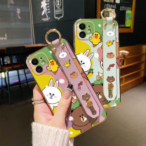 Yiเวปไซต์เคสสำหรับ Vivo X70 Pro X80 Proเคสโทรศัพท์กันกระแทกบางดีไซน์ใหม่สายรัดข้อมือการ์ตูนหมีน่ารักเคสซิลิโคนเคลือบเต็มกล้องเคสป้องกันแบบนิ่ม