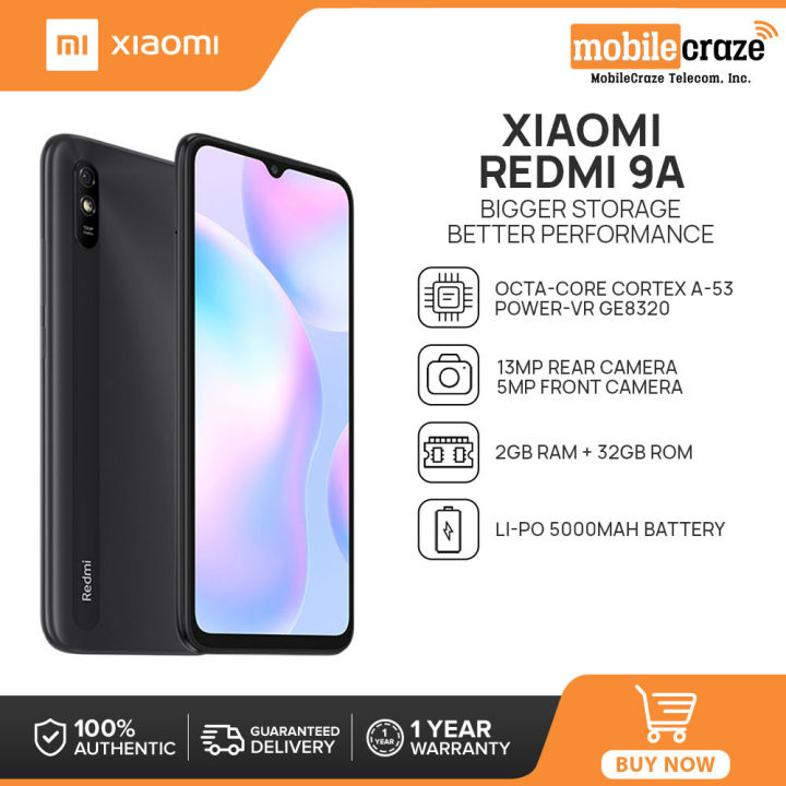 XIAOMI Redmi 9A 2GB RAM + 32GB ROM 5000mAh Battery 13MP Rear Camera Android  10 MIUI 12 Smartphone