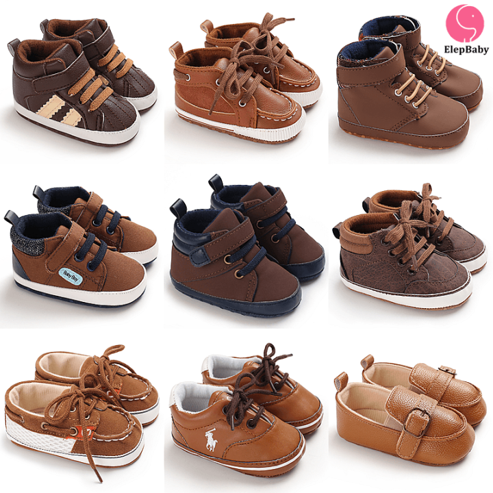 Brown Baby Shoes Boy Girl Leather Sneakers Infant Boots Toddler Baptismal Christening Shoes