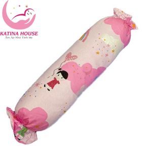 Bộ gối nằm và gối ôm cho bé Katina House gòn lông vũ vải Cotton Satin Hàn Quốc mềm mát