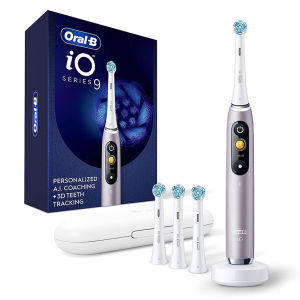 Oral B IO9 PLUS Electric Toothbrush with 4 Brush Heads Rechargeable 7 Cleaning Modes Pressure Sensing Soft Cleaning Small Round Head