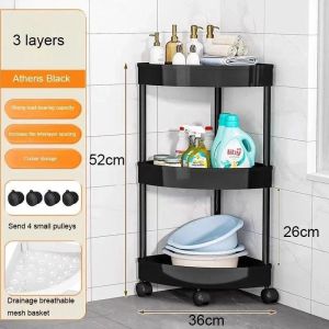 Corner Storage Rack Bathroom Shelf 3 4 5 Tier Toilet Rack Floor Space Saving Cart Kitchen Storage