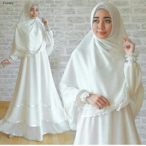 mikaila syari putih /dres set hijab/ bahan moscrepe / gamis terbaru2024/ gamis putih/ dress putih/ gamis terlaris/  gamis putih terbaru//gamis lebaran2024/