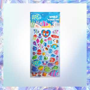 Sticker Timbul Gambar Tempel Stiker Anak Karakter Hewan Ikan Fish Sea World