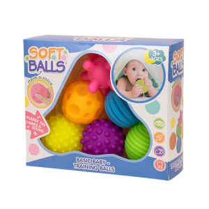 6Pcs Set Baru Lahir Puzzle Pijat Karet Berbunyi Bola Mainan Pelatihan Touch Multifungsi Soft Ball Set
