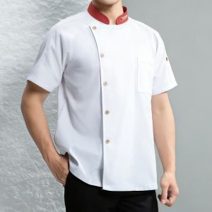 [M-2XL]Chef Uniform Chef Costume Short sleeve Chef Jacket Breathable Oilproof Durable Restaurant