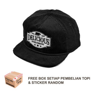 Topi Rope Hat Patch Corduroy Visor Pendek Omidoki Topi Skena Caps Hitam BEAR