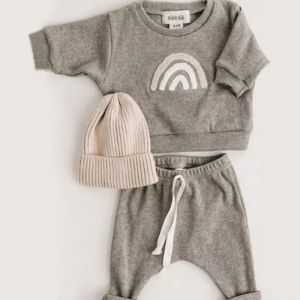 New Spring Autumn  Fashion Kids Clothes Set Toddler Baby Boy Girl Pattern Casual Tops+Child Loose Trousers  2pcs Suit Outfits