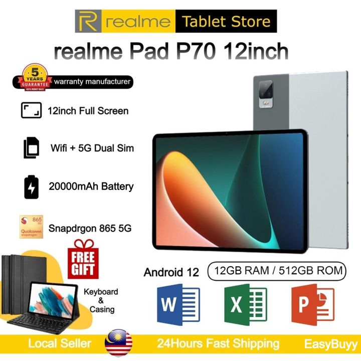 Realme Pad Tablet P70 12Inch Android 12.0 [12GB RAM 512GB ROM