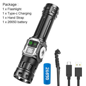 ASAFEE 1566 Outdoor Flashlight 30W LED Super Bright 1200LM 1000M Long Throw Zoomable Torch Camping Flashlight Type-C Rechargeable