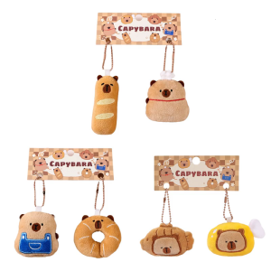 2Pcs Cartoon Capybara Plush Keychain Backpack Pendant Lightweight Key Holder Fashion Keyring Ornament for Kids and Teen