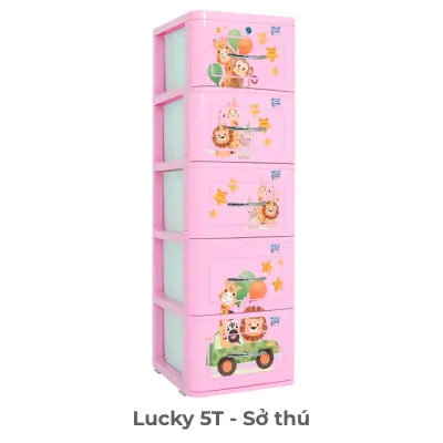 [HỎA TỐC HCM] Tủ nhựa Lucky 5 tầng QUI PHÚC phù hợp đựng đồ cho bé an toàn sức khoẻ tiện lợi chắc chắn