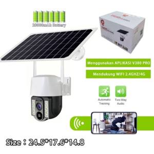 V380 Pro terbaru 4K CCTV Kamera 4G WIFI Solar Panel Surya Tenaga Matahari Outdoor - Penuh Warna Tipe 4G SIM cctv sambung hp jarak jauh