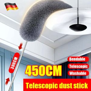 💥450CM💥 Adjustable Stretch Extend Microfiber Feather Duster Household Dusting Brush with Telescopic Pole Stainless Steel Telescopic Retractable Duster Duster Brush Household Dusting Brush For Cleaning