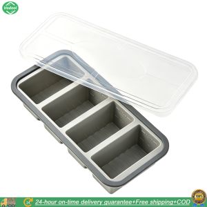 [New] Large Ice Cube Tray Stackable Silicone Soup Freezer with Lid Silicone Freezer Moulds Leakproof Food Storage Container Mould Freeze & Store Soup Sauce