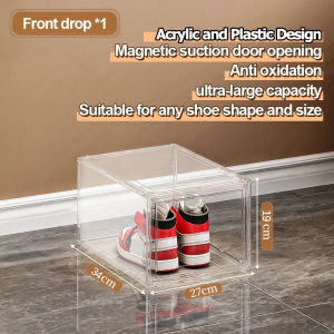 Clear Acrylic Shoe Box Organizer with Magnetic Door Dustproof Stackable Space Saving Storage Shoe Box Large Space Sneaker Container Shoe Rack