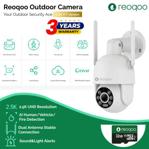Reoqoo CCTV Outdoor Camera 2.5K UHD Resolution AI Human Vehicle  Fire Detection Dual Antenna Stable Connection With 32GB Micro SD