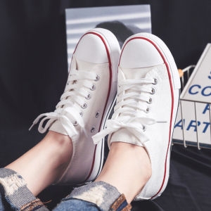 YOOXI รองเท้าสตรีดำ รองเท้าใบผ้าใบ ใหม่รองเท้าผ้าใบต่ำสุด ผู้ชายและผู้หญิง รองเท้าผู้หญิงสีดำและสีขาวคลาสสิกที่ดีที่สุด สไตล์แฟชั่นเกาหลี