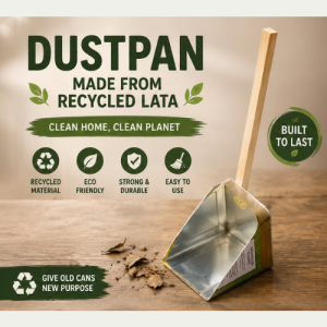 Velvet Recycled Lata Dustpan with Wooden Handle – Eco-Friendly Floor Cleaning & Sweeping Tool