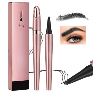 2024 New Magic Eyebrow Pencil 3D Waterproof Microblading Eyebrow Pencil Contouring Pen 4 Tip Microblade Eyebrow Pen Natural Long-Lasting Fine Stroke Microblading Eyebrow Pencil (Black)