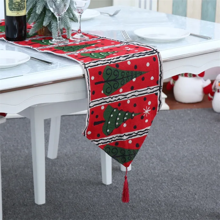 Khăn trải bàn giữa hình cây thông Noel dài 1m8 trang trí bàn tiệc-table ...