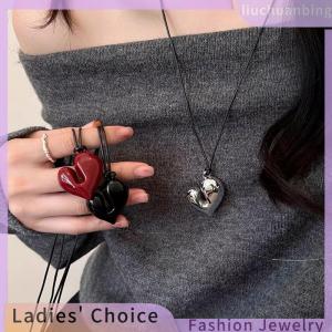 [Hot Sale Jewellery]liuchuanbing Fashion Irregular Heart Pendant Necklace For Women Girls Sweet Adjustable Pull-out Sweater Chain Jewelry Accessories Gifts
