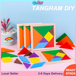 Children DIY Rainbow Tangram Intelligence Development Wooden Jigsaw Puzzle Educational Toys for Kids