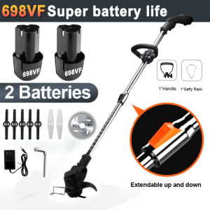 Lawn Mower Cordless Electric Lawn Mower 998VF Rechargeable Lithium Battery Grass Cutter Adjustable Household Lawn Mower Set Portable Garden Pruning Tool