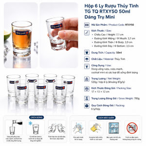 Bộ 12 Ly Rượu Thủy Tinh RTXY50 Mini 50ml Cylindrical Shot Glass.