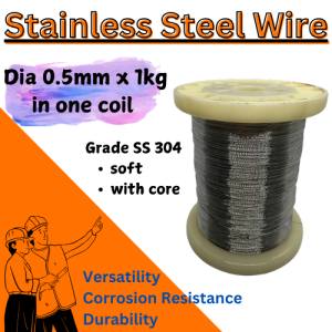 304 Stainless Steel Wire 0.5mm Corrosion Resistant Wire Bright Surface Soft Wire Dia 0.5mm x 1kg