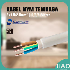 (Per-Meter) Kabel NYM 3 x 15mm/25mm / Kabel Listrik Tembaga Murni PVC SNI / Mrek Hakamitsu
